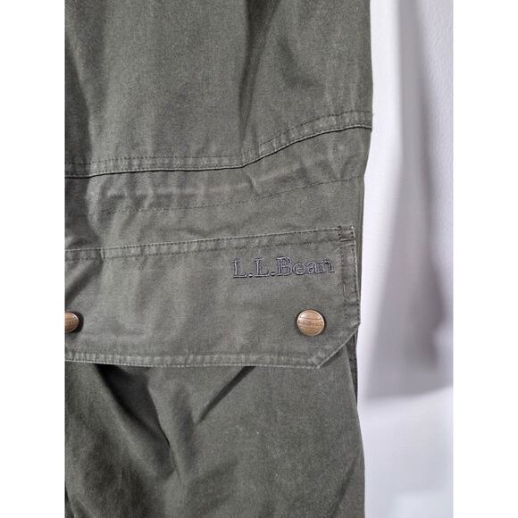 LL Bean Jacket Green Barn Field Coat Corduroy Collar Flannel Lined Men's L T - Picture 5 of 10